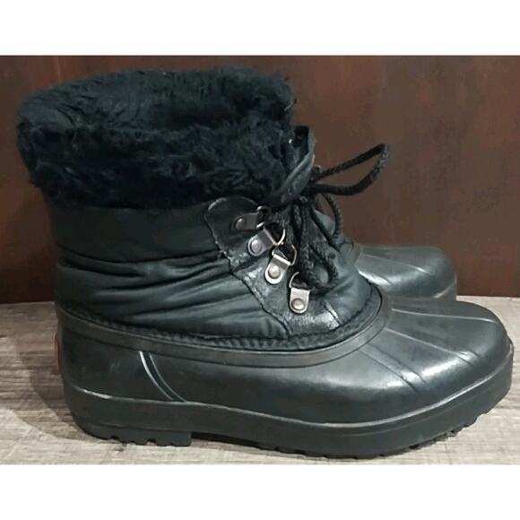 Sorel Women's Size 7 Black Low top Ankle Snow Boots Liners Canada Vintage Tie - Picture 1 of 7